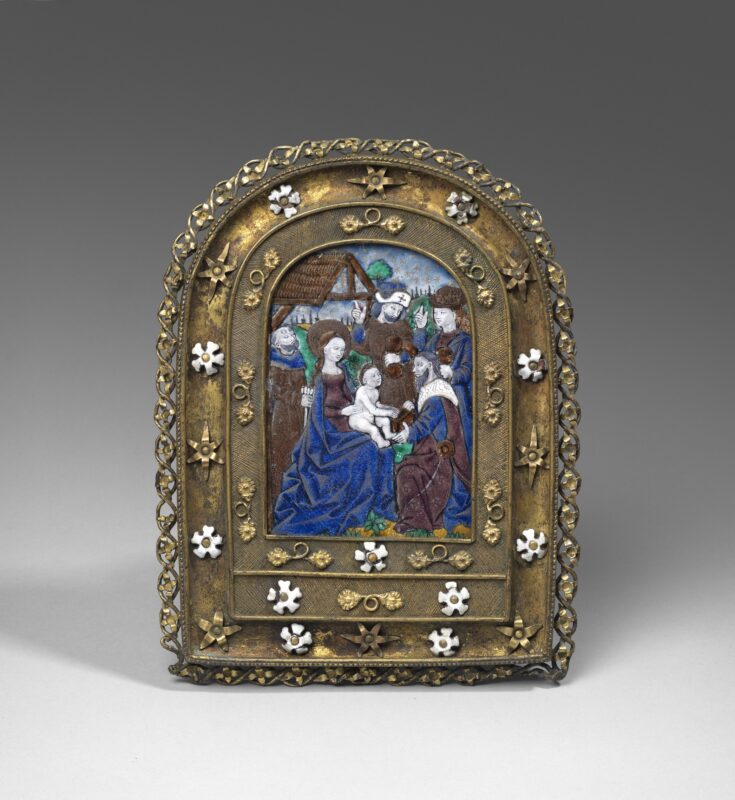 This richly decorated object, called a pax (peace in Latin), was kissed by worshippers at the end of church Mass – a practice called the kiss of peace.