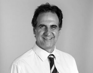 black and white profile photograph of Gabriel Finaldi