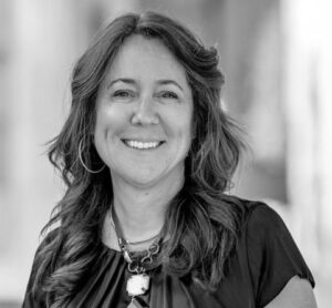 black and white portrait of Kathy Fleming
