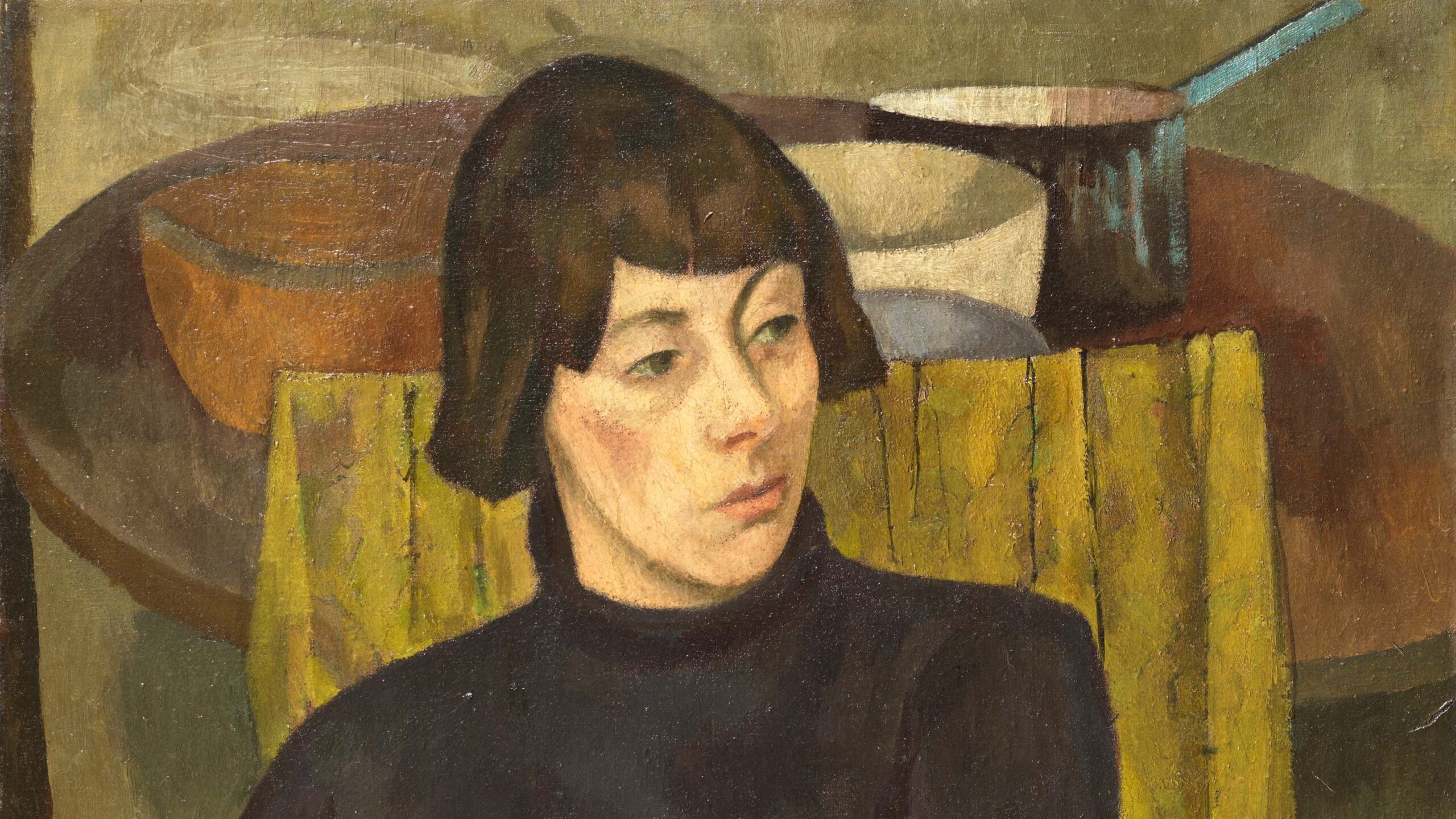 painting of a sitting woman